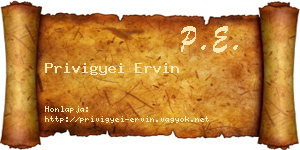 Privigyei Ervin névjegykártya